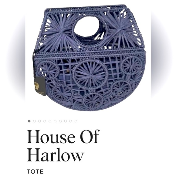 🆕~ House of Harlow handcrafted Dusty Blue Straw Cage Bag NWT. Great for summer! - Picture 8 of 10